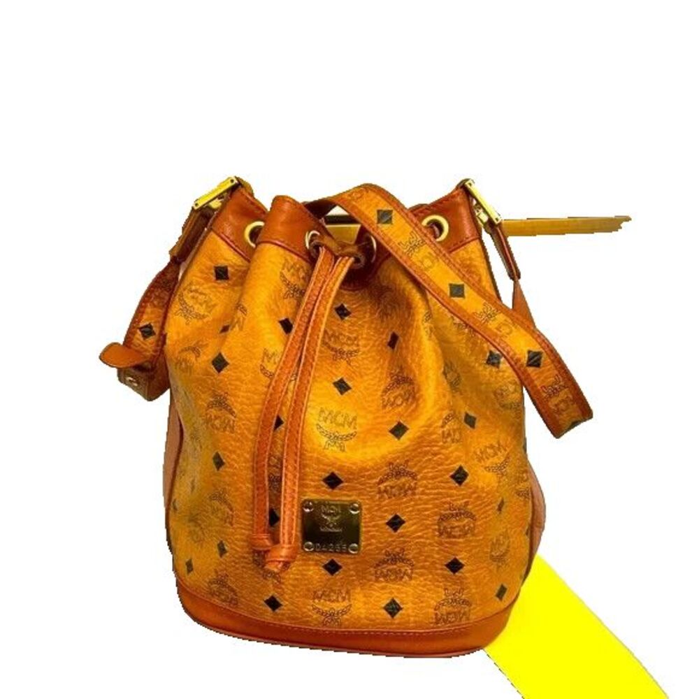 MCM Dessau  Visetos Coated Canvas Drawstring Bucket Bag MINT $1,150